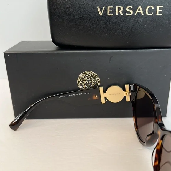 VERSACE Ladies Transparent Brown Cat-Eye Sunglasses
